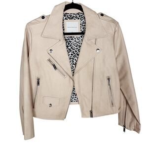 Rino & Pelle Size 38 / Medium Light Pink Faux Leather Moto Jacket Zipper Accents
